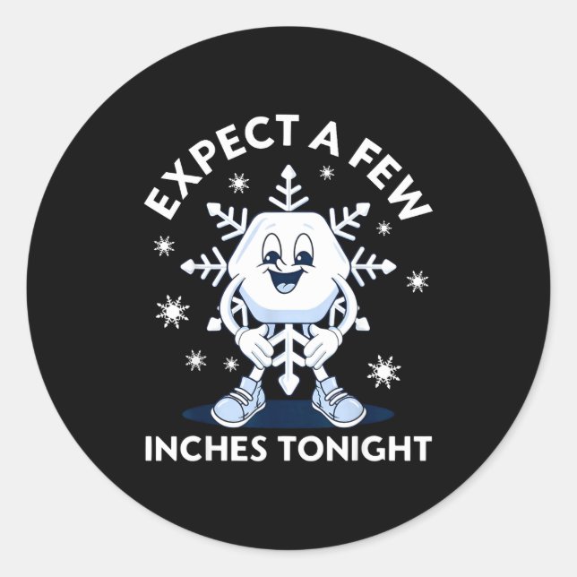 Expect A Few Inches Tonight Funny Snow  Classic Round Sticker (Front)