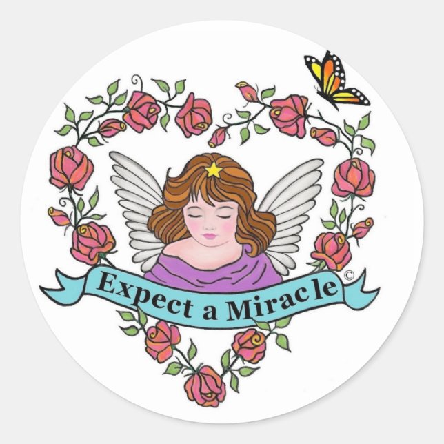 Expect a Miracle Classic Round Sticker (Front)