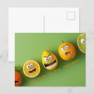 Expect Drama Funny Faces Postcard