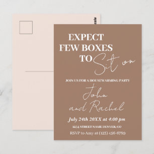 Expect few boxes to sit on fun housewarming party postcard