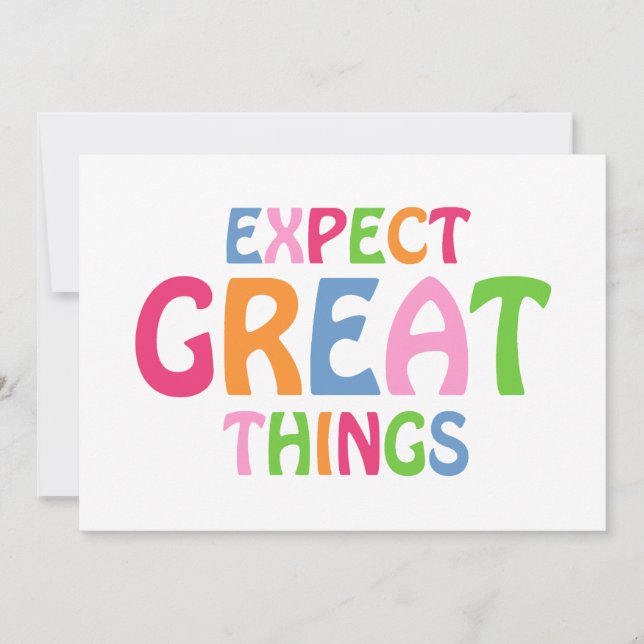 Expect Great Things Inspirational Typography Quote Thank You Card (Front)