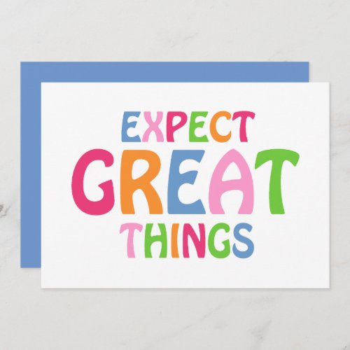 Expect Great Things Inspirational Typography Quote Thank You Card