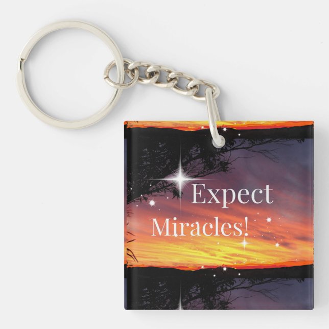 Expect Miracles Sparkle Sunset Get Well Soon Name Keychain (Front)