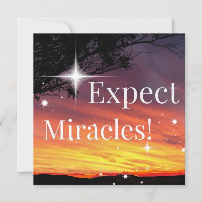 Expect Miracles Sparkle Sunset Inspirational Quote (Front)