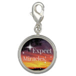 Expect Miracles Sparkle Sunset Inspirational Quote Charm