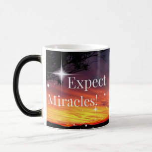 Expect Miracles Sparkle Sunset Inspirational Quote Color Morph Mug