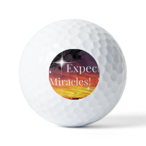 Expect Miracles Sparkle Sunset Inspirational Quote Golf Balls