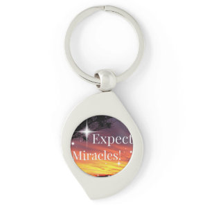 Expect Miracles Sparkle Sunset Inspirational Quote Keychain