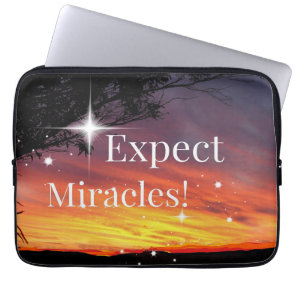 Expect Miracles Sparkle Sunset Inspirational Quote Laptop Sleeve
