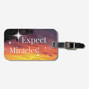 Expect Miracles Sparkle Sunset Inspirational Quote Luggage Tag