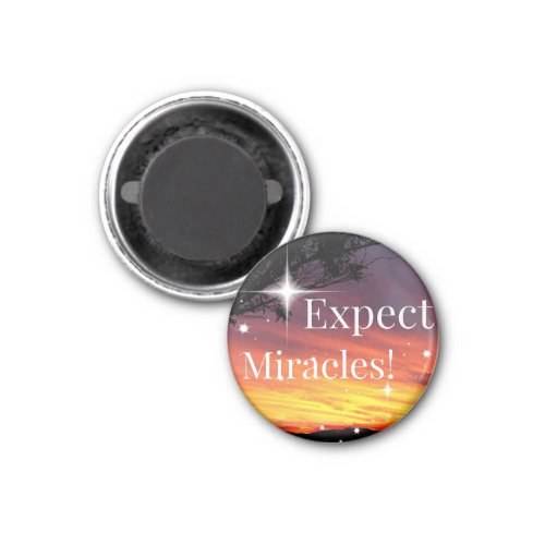 Expect Miracles Sparkle Sunset Inspirational Quote Magnet