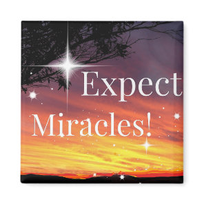 Expect Miracles Sparkle Sunset Inspirational Quote Magnet