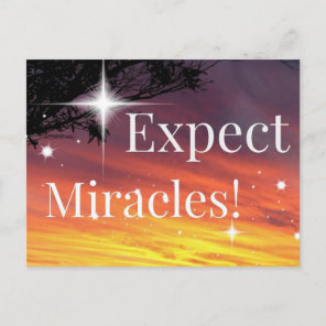 Expect Miracles Sparkle Sunset Inspirational Quote Postcard