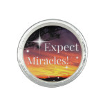 Expect Miracles Sparkle Sunset Inspirational Quote Ring