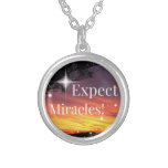 Expect Miracles Sparkle Sunset Inspirational Quote Silver Plated Necklace Expect Miracles Sparkle Sunset Inspirational Quote Silver Plated Necklace