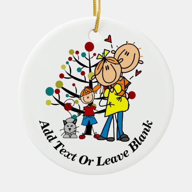 Expectant Couple, Boy, Cat Ornament (Front)