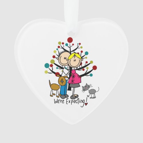 Expectant Couple Dog and Cat Acrylic Ornament