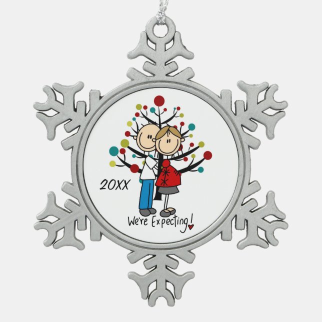 Expectant Couple Snowflake Ornament (Front)