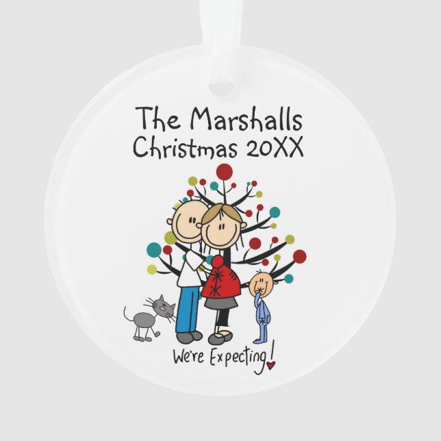 Expectant Couple Toddler Boy Acrylic Ornament (Back)