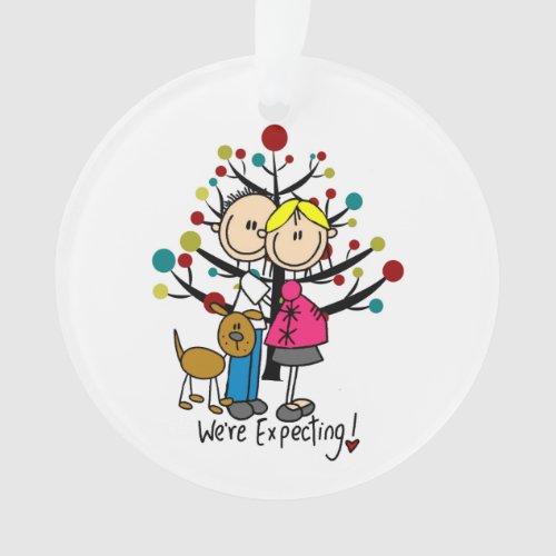 Expectant Couple w Dog Holiday Acrylic Ornament