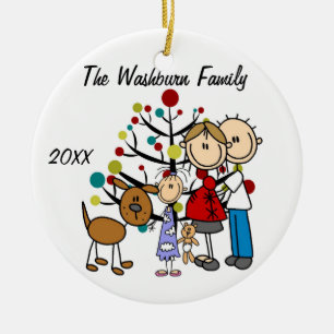 Expectant Couple With Girl and Dog Ornament