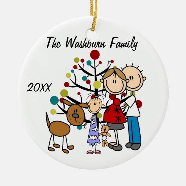 Expectant Couple With Girl and Dog Ornament (Front)
