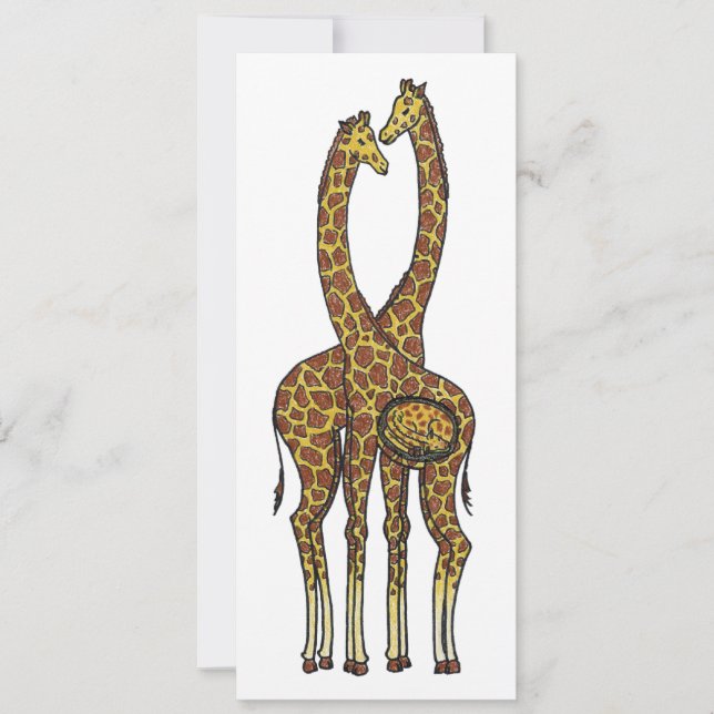 Expectant Giraffes - pregnant giraffe Announcement (Front)