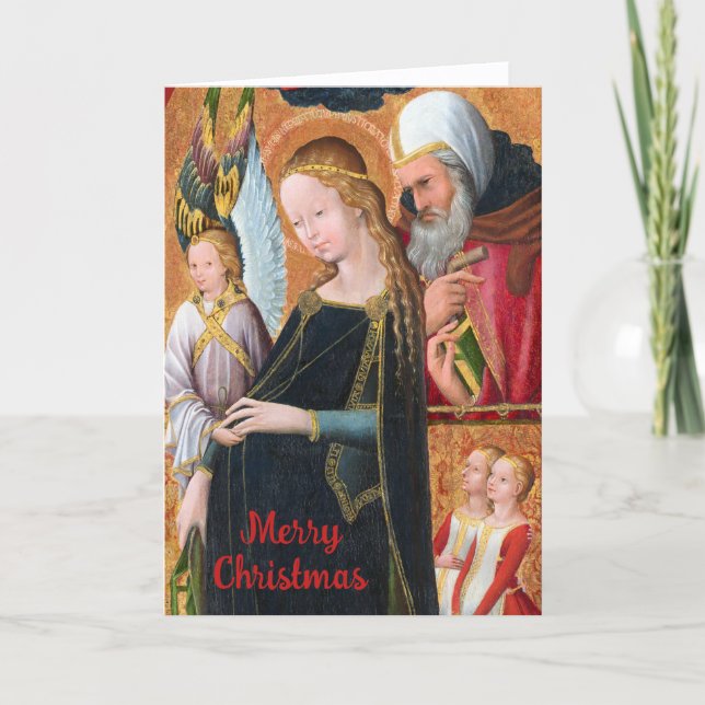 Expectant Madonna with Saint Joseph (Detail) Blank Holiday Card (Front)