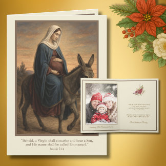 Expectant Mary Christmas Blessings with Isaiah 7:1 Holiday Card