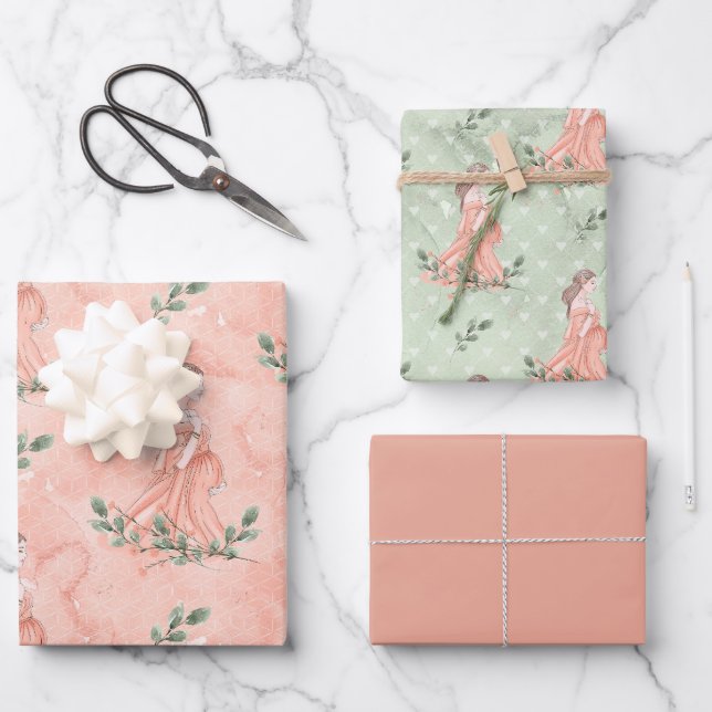Expectant Mother Baby Girl Pink Wrapping Paper She (Front)