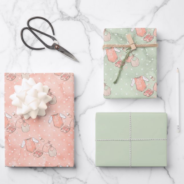 Expectant Mother Baby Girl Pink  Wrapping Paper Sheets (Front)