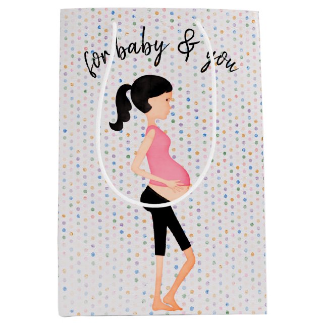 Expectant Mother on Polka Dots Medium Gift Bag (Front)
