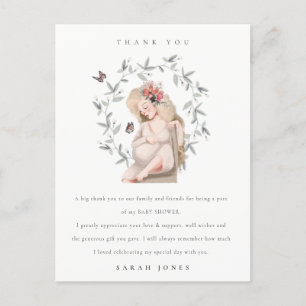 Expectant Women Foliage Baby Shower Thank You Postcard