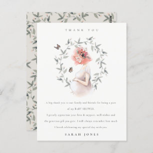 Expectant Women Foliage Baby Shower Thank You Postcard
