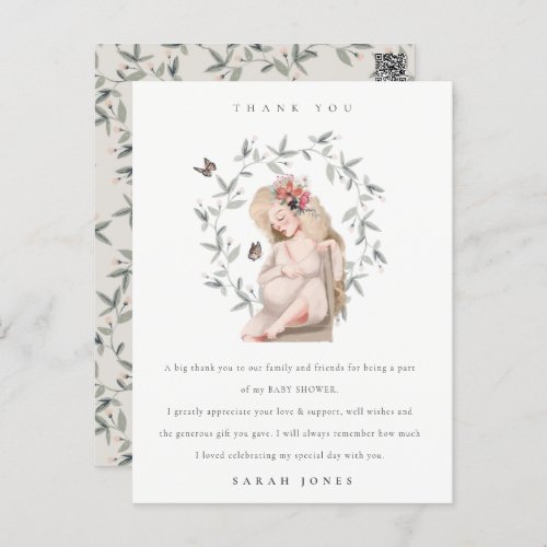 Expectant Women Foliage Baby Shower Thank You Postcard