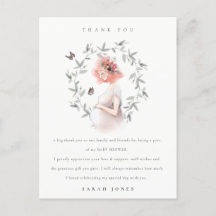 Expectant Women Foliage Baby Shower Thank You Postcard