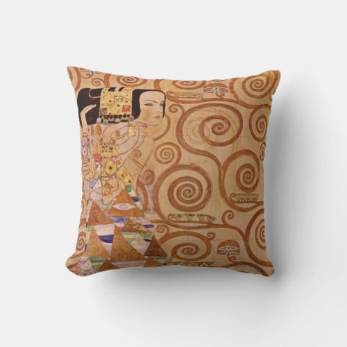 Expectation by Klimt Vintage Victorian Art Nouveau Throw Pillow