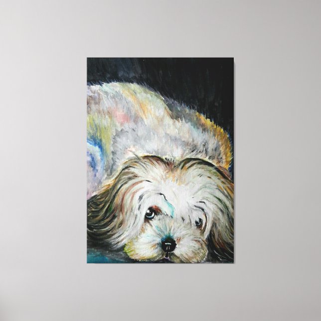 Expectation Pet Dog Canvas Print - Painting (Front)