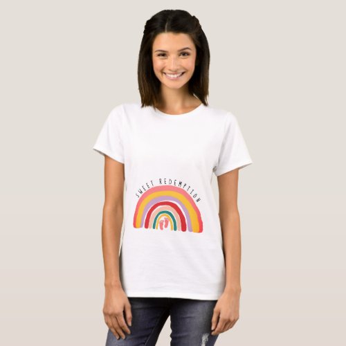 Expecting a Baby Girl Maternity Pregnancy Rainbow  T_Shirt