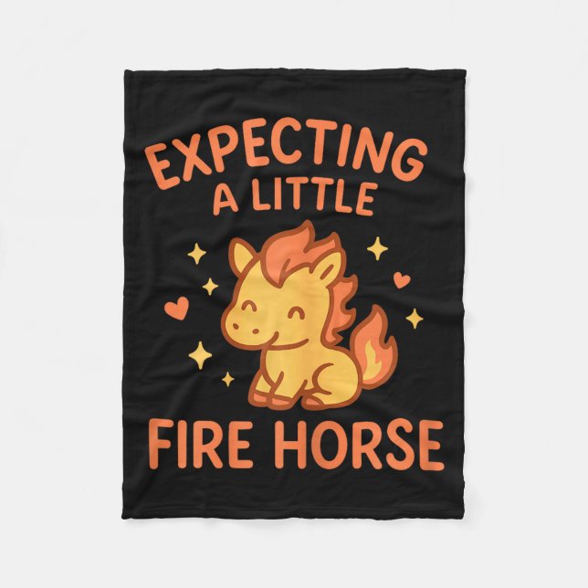 Expecting A Little Fire Horse Cute Funny Maternity Fleece Blanket (Front)