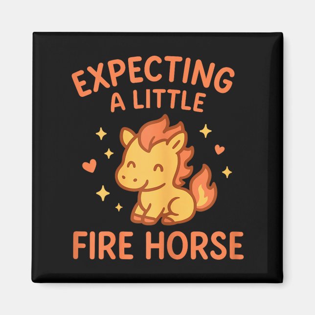 Expecting A Little Fire Horse Cute Funny Maternity Magnet (Front)
