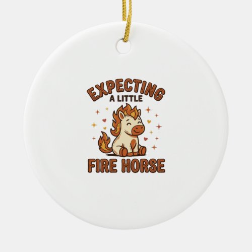 Expecting A Little Fire Horse Vintage Baby Shirt_1 Ceramic Ornament