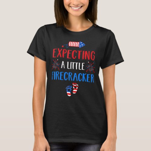 Expecting A Little Firecracker 4th Of July Pregnan T_Shirt