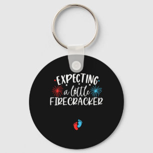 Expecting A Little Firecracker Funny 4th Of July P Keychain
