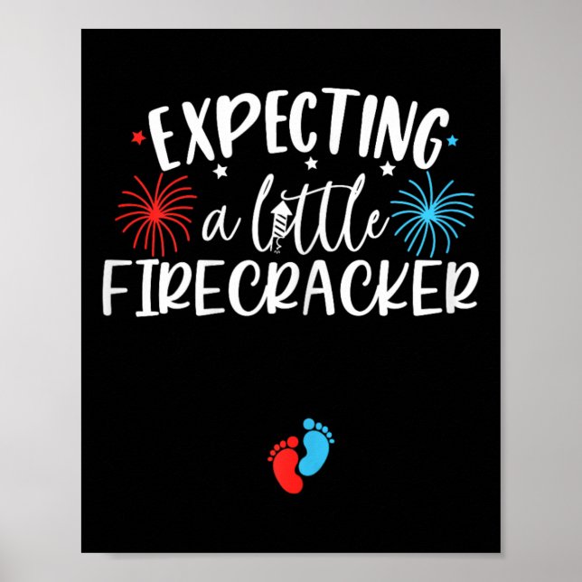 Expecting A Little Firecracker Funny 4th Of July P Poster (Front)