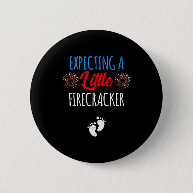Expecting A Little Firecracker New Mom 4th Of July Button (Front)