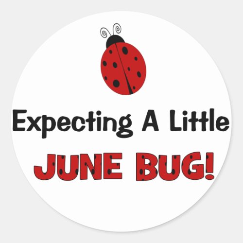 Expecting A Little June Bug Maternity Classic Round Sticker