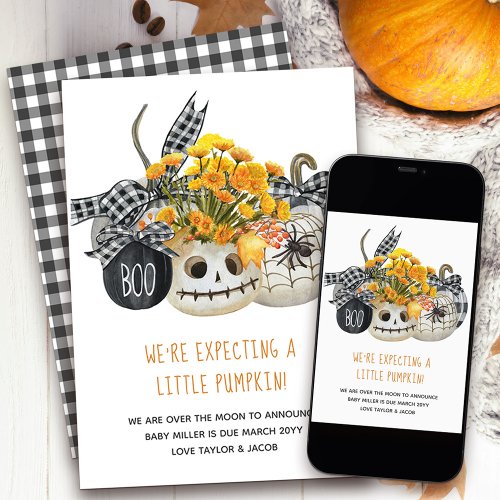 Expecting a Little Pumpkin Halloween Farmhouse Announcement