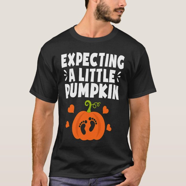Expecting A Little Pumpkin Halloween Pregnant Mom  T-Shirt (Front)