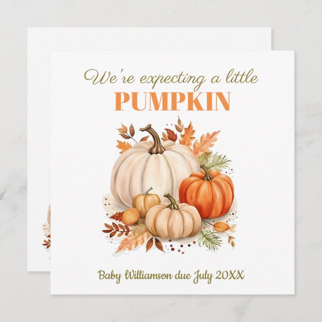 Expecting A Little Pumpkin Pregnancy  Announcement (Front/Back)